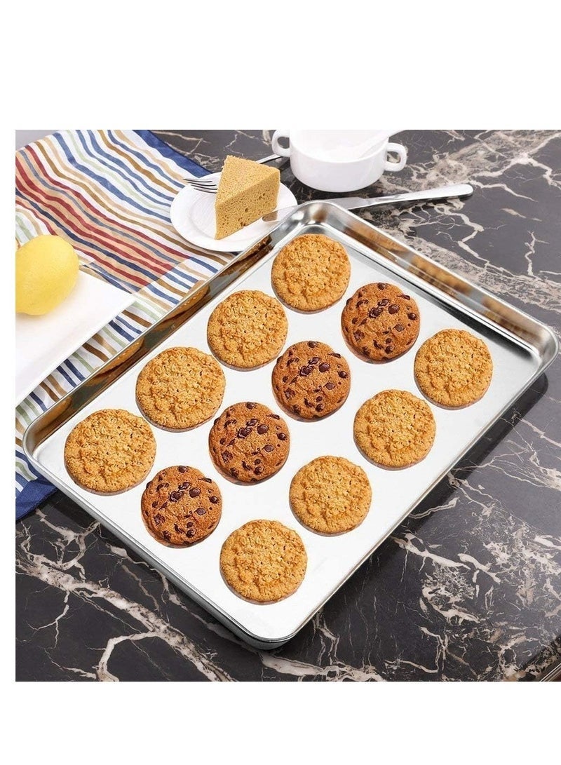 Bukela Baking Sheets Set of 3, Baking Sheet Pan for Toaster Oven, Stainless Steel Cookie Sheets for Baking, 9/10/12 Inch Baking Tray, Rust-free & Dishwasher Safe (Silver) - Image 3